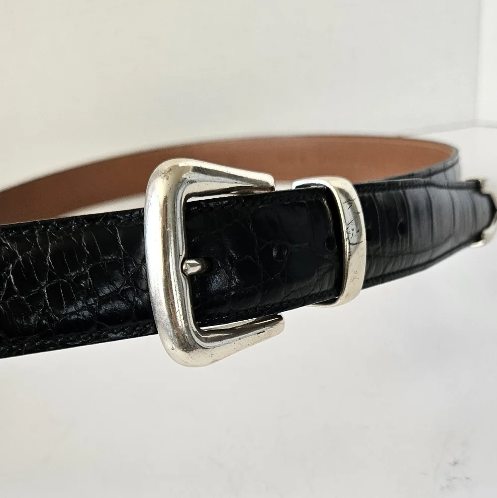 Trafalfar‎ Black Croc Embossed Mens Leather Belt Size 44